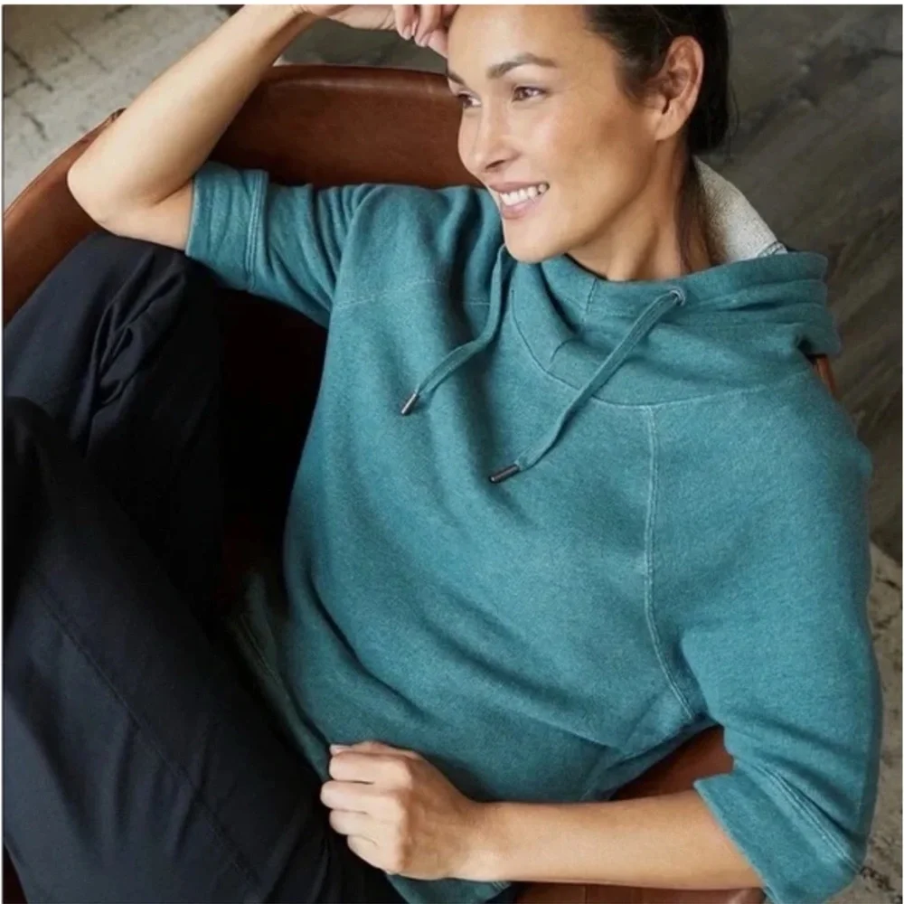 Pact Teal Cowl-Neck Pullover Hoodie - Picture 7 of 11